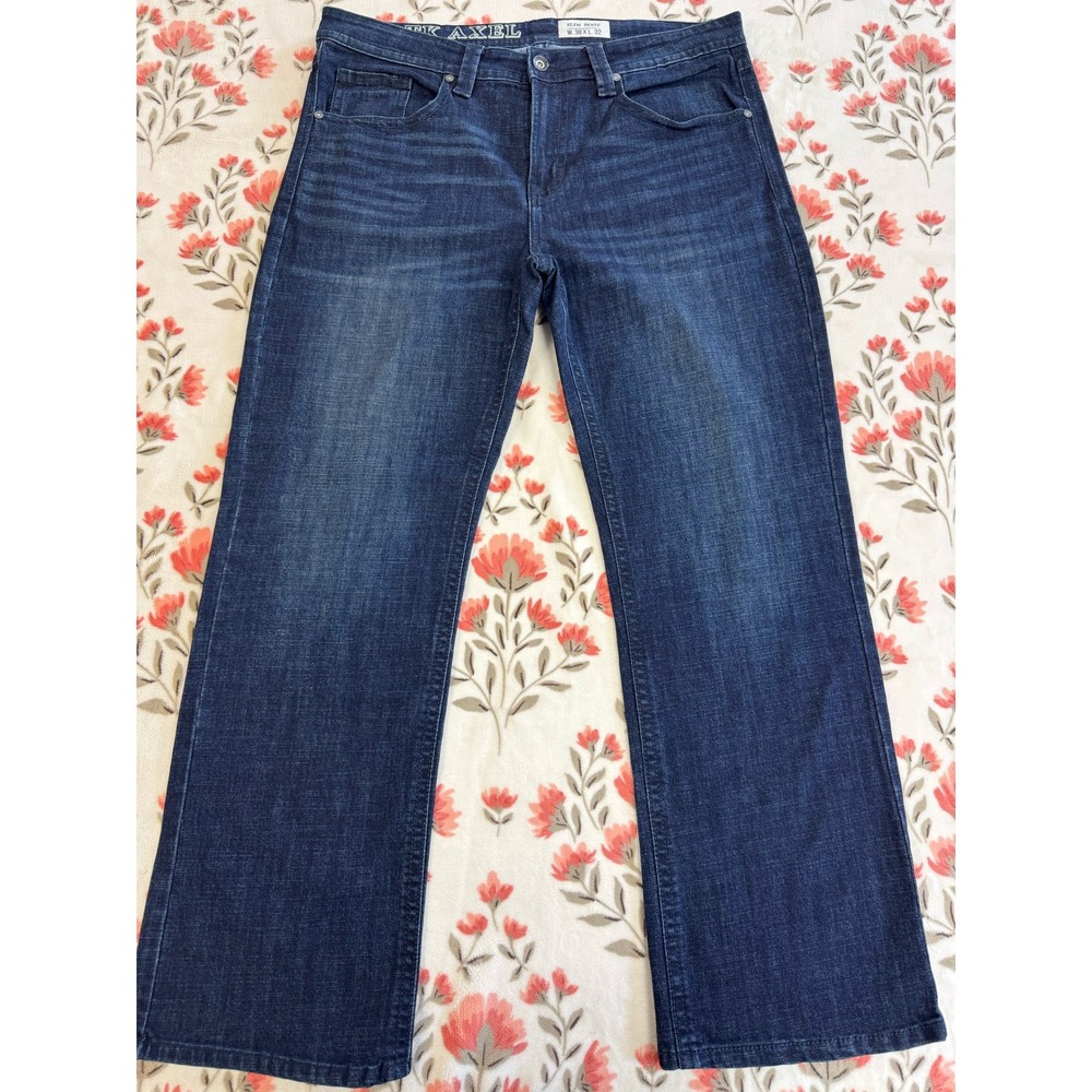 TK Axel Slim Boot Jeans Mens 38x32 Dark Wash Stretch Denim Bootcut Pants